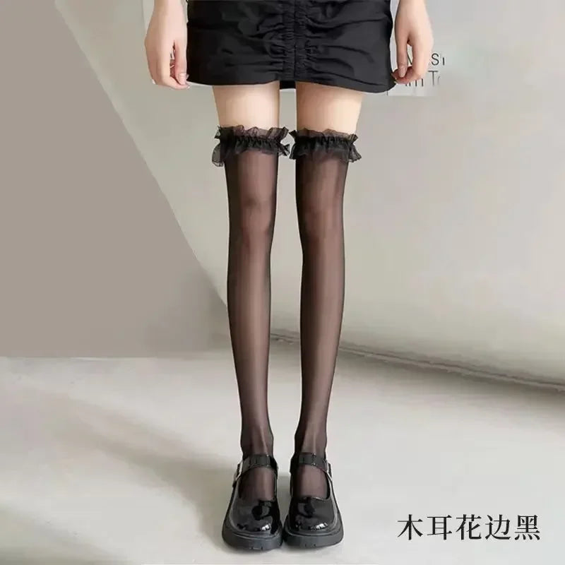 Gothic Lace Thigh High Stockings – Silk Hosiery