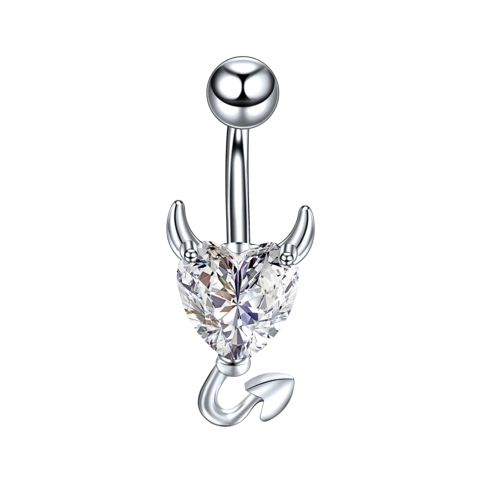 Surgical Steel CZ Belly Button Ring – Navel Piercing 14G