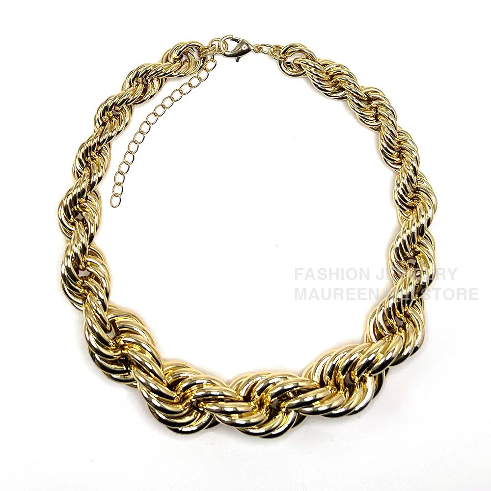 Rope Chunky Chain Unisex Jewelry – Gold Silver Color
