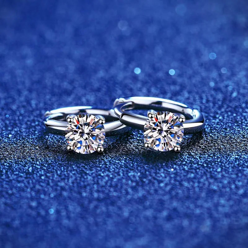Moissanite Huggie Hoop Earrings – Sterling Silver