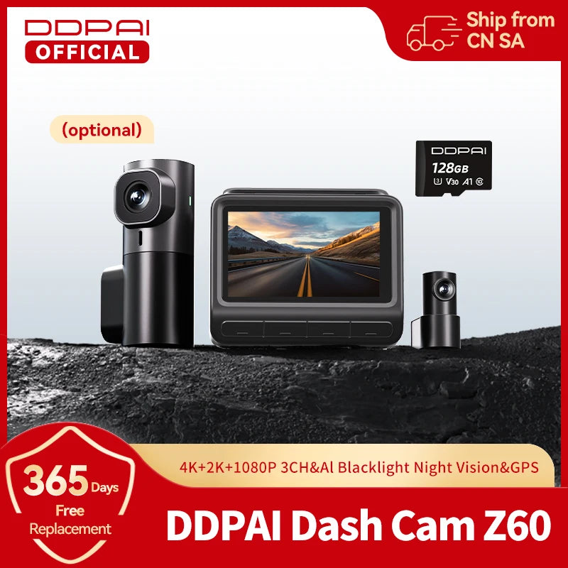 3-Channel Dash Cam GPS WiFi ADAS 24H Parking Monitor