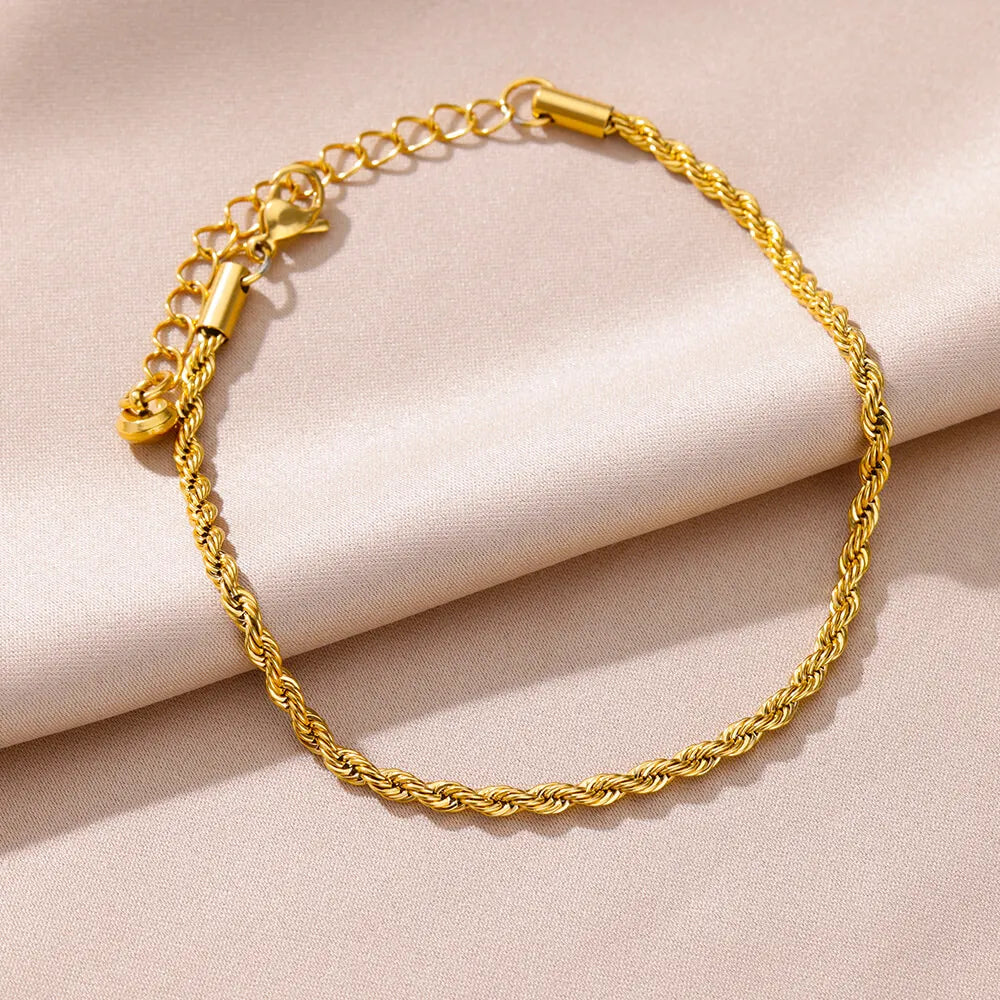 Gold Pearl Chain Anklet – Stainless Steel Beach Bodychain