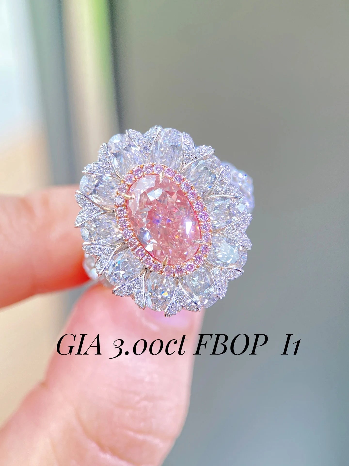 2026 G18K White Gold Natural 3.00ct GIA Fancy Brownish Orangy Pink Diamonds Rings