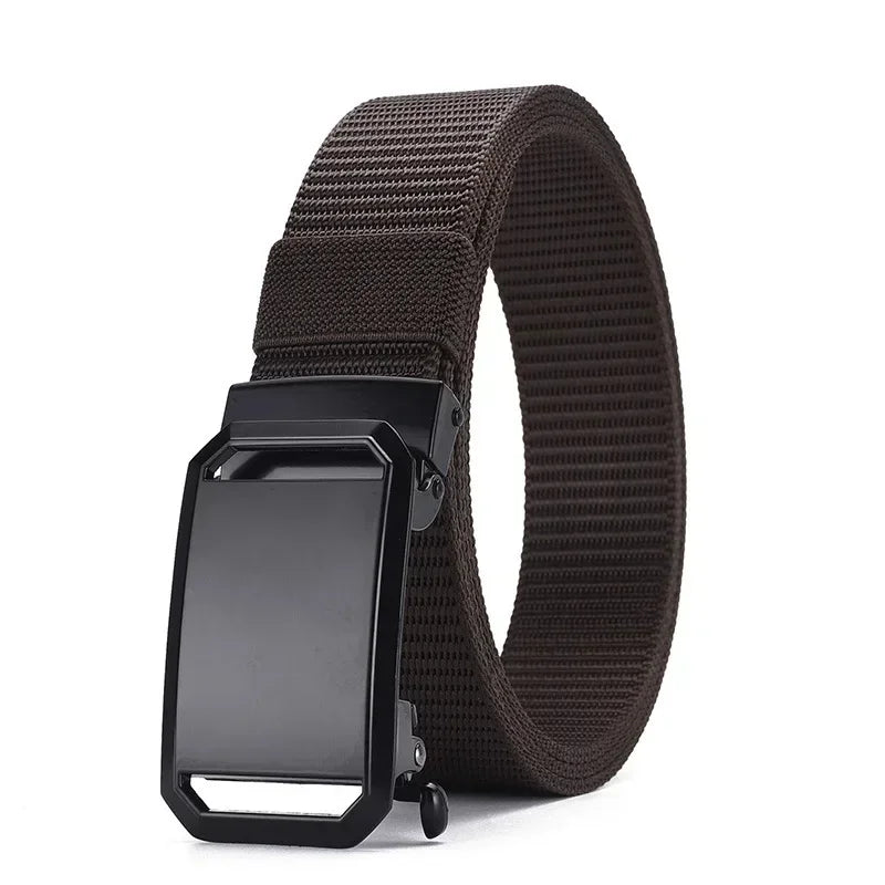 Brown belt with black buckle on a white background