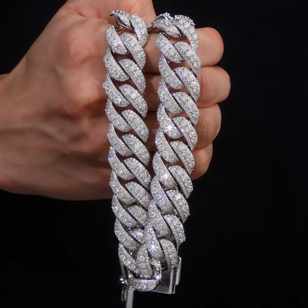 Provence 18mm Moissanite Cuban Link Bracelet Hip Hop