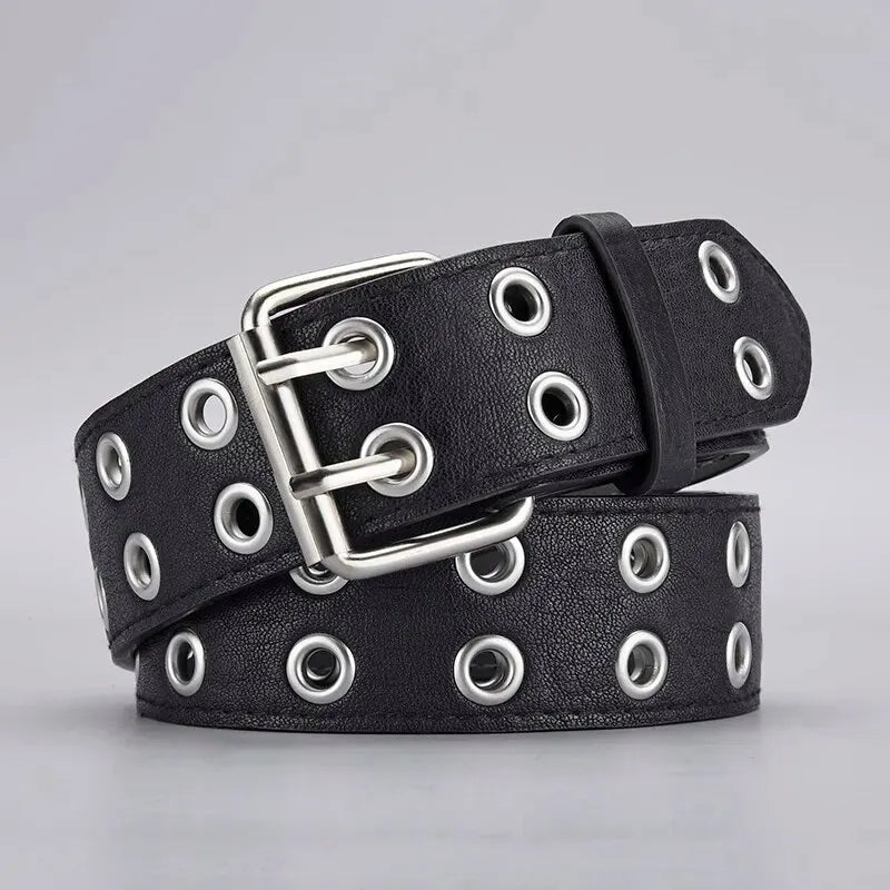 Punk Belt Unisex Double Hole Punch Free Hip Hop Casual