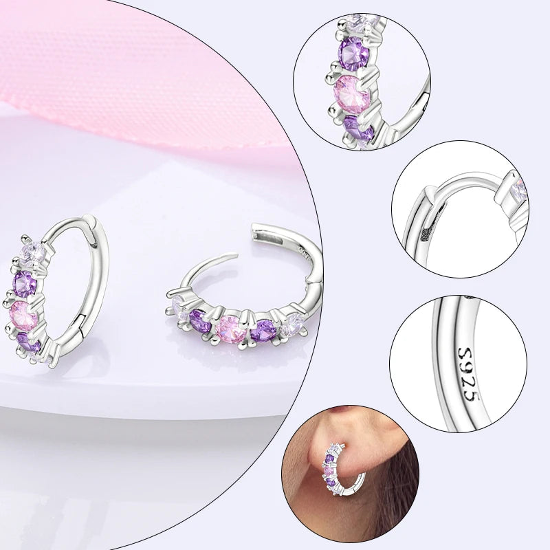 925 Silver Zirconia Hoop Earrings – Hypoallergenic