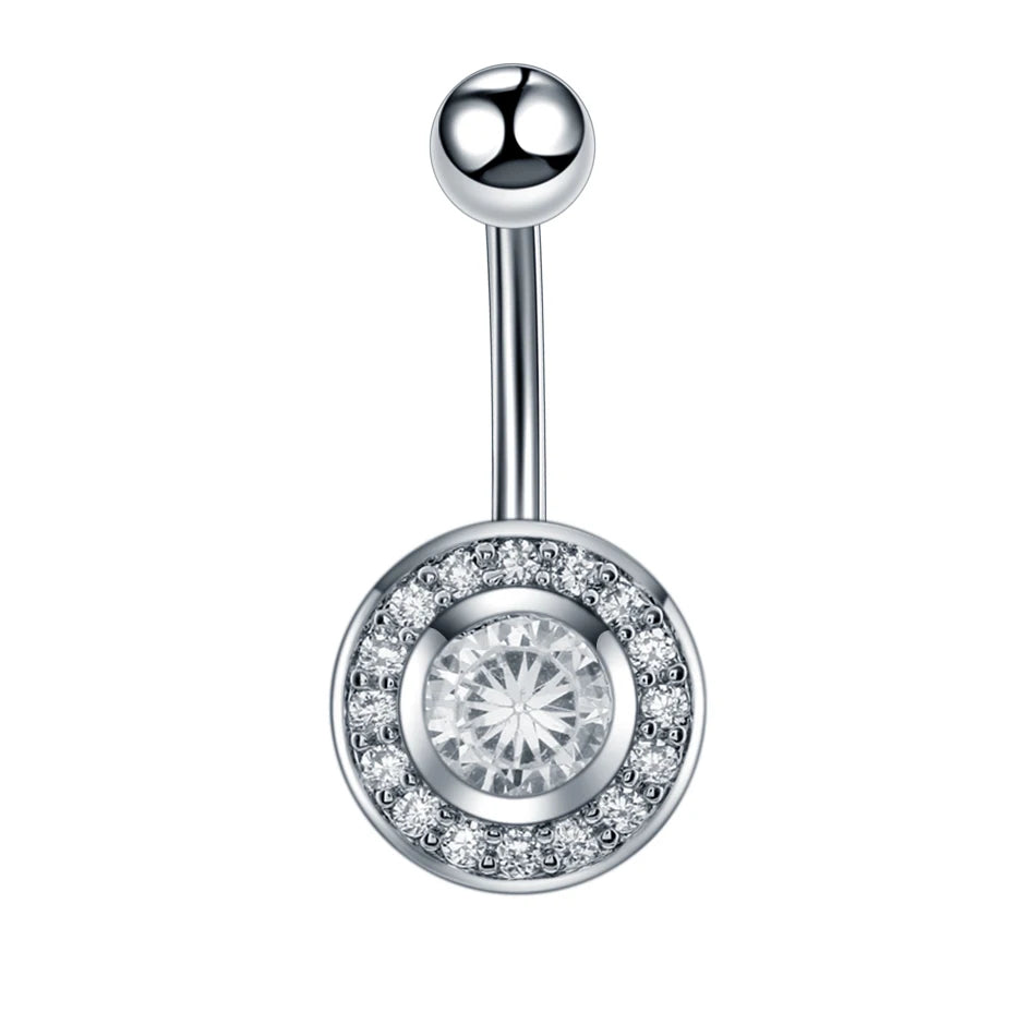 Surgical Steel CZ Belly Button Ring – Navel Piercing 14G