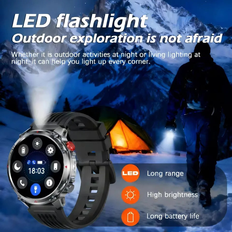 Military Tactical Smartwatch 5ATM GPS 1100mAh Bluetooth Call Men