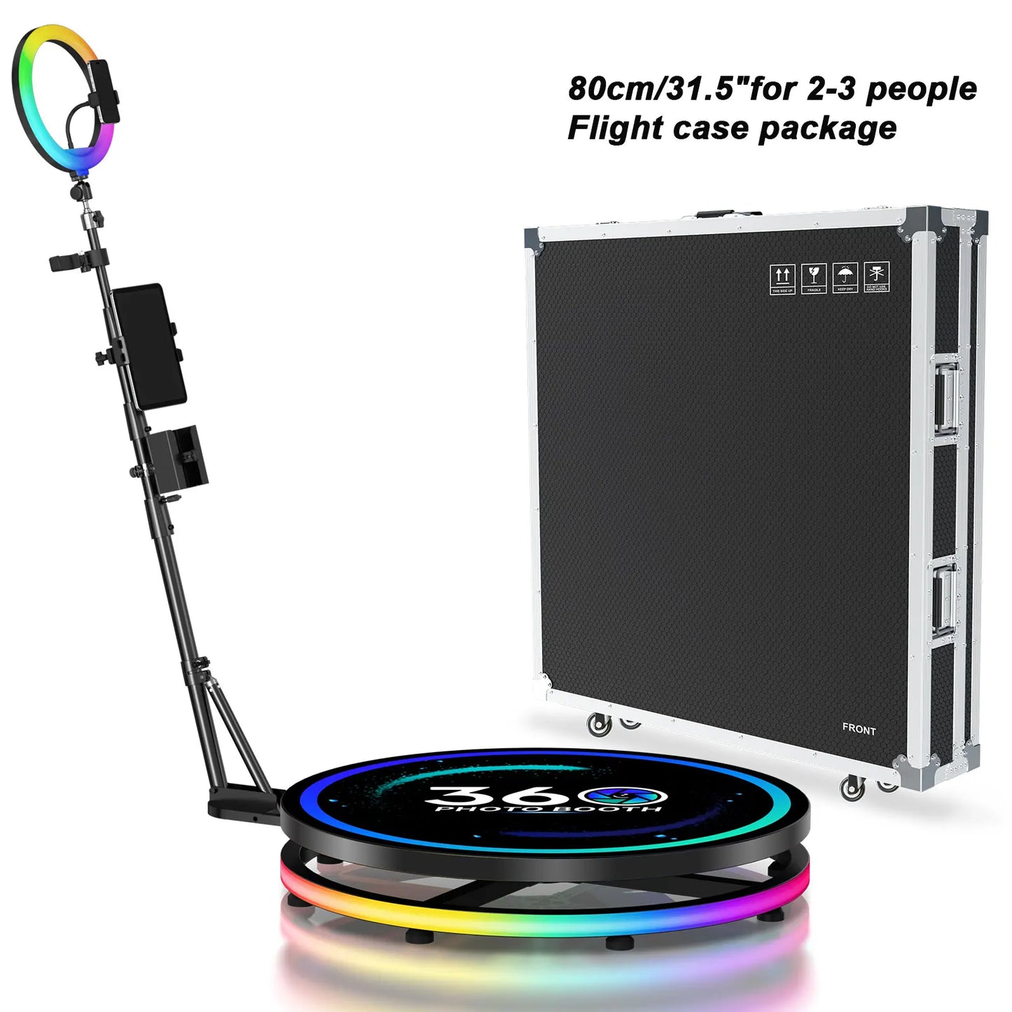 360 Photo Booth Machine RGB Light App Control Party Events