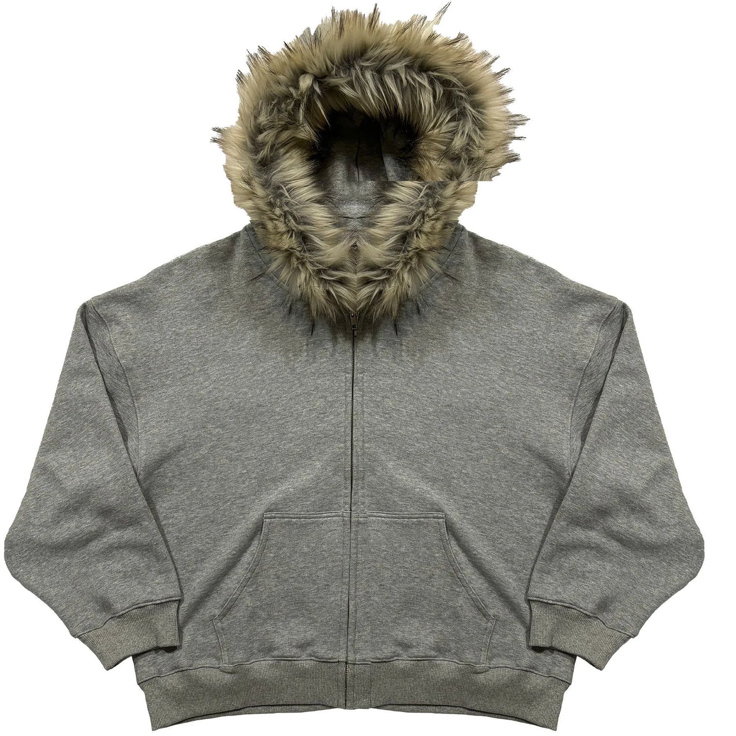 Hoodie Casual Loose Raw Edge Sweatshirt Zipper Hoodie Casual