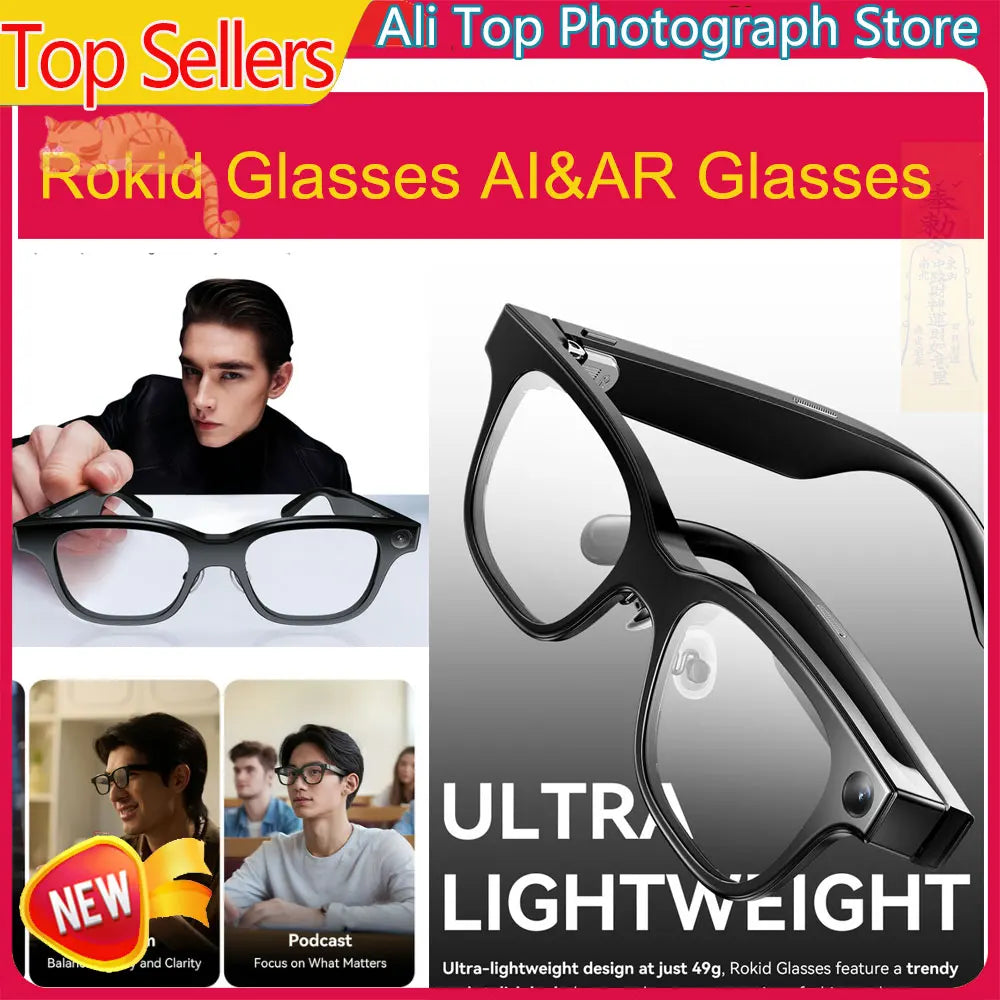 Rokid Glasses AI & AR Glasses with 89 Languages Live Translation Dual-eye Display 12MP Camera Ultra Light Smart Glasses - Teglex
