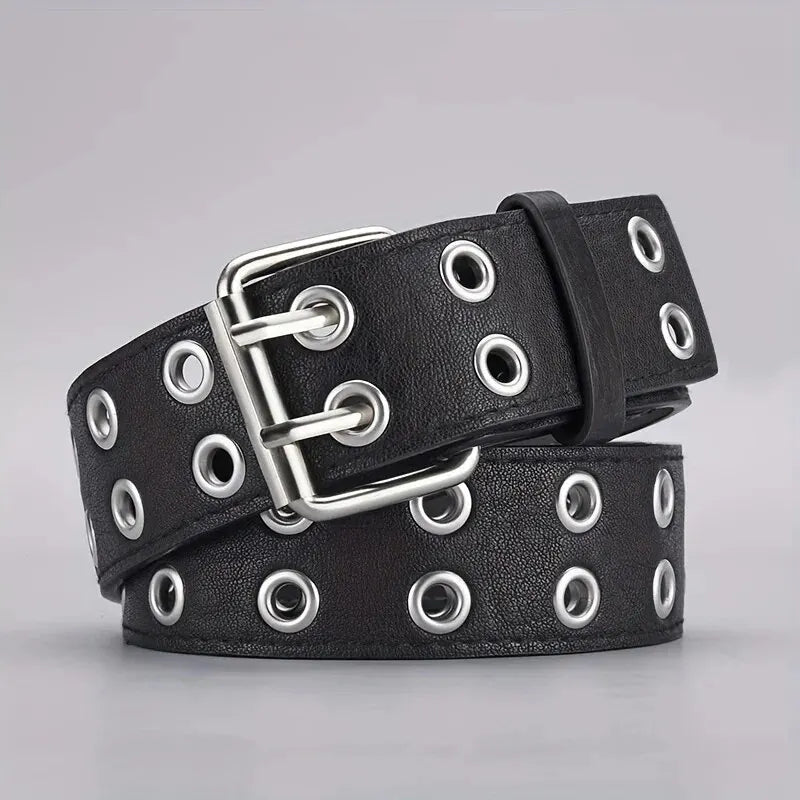 Punk Belt Unisex Double Hole Punch Free Hip Hop Casual