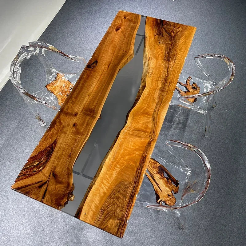Teglex Epoxy Crystal Coffee Table | Live-Edge Solid Walnut & Rosewood