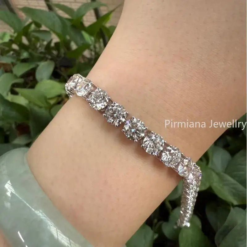 Pirmiana 18k White Gold 1ct Each Round D VS1 Lab Grown Diamond Tennis Bracelet Engagement for Women