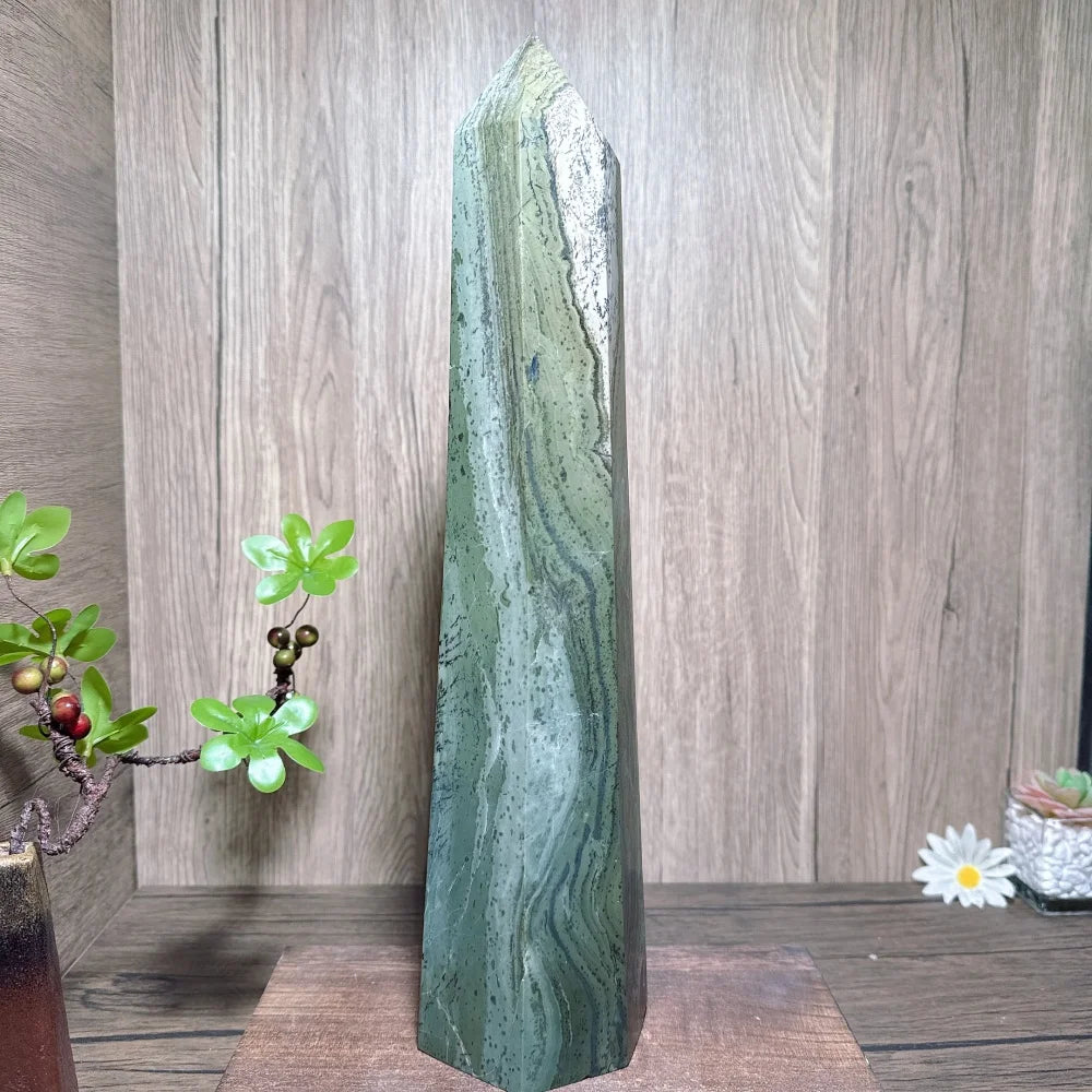 Natural Large Green Jade Stone Healing Crystal Reiki Energy Home