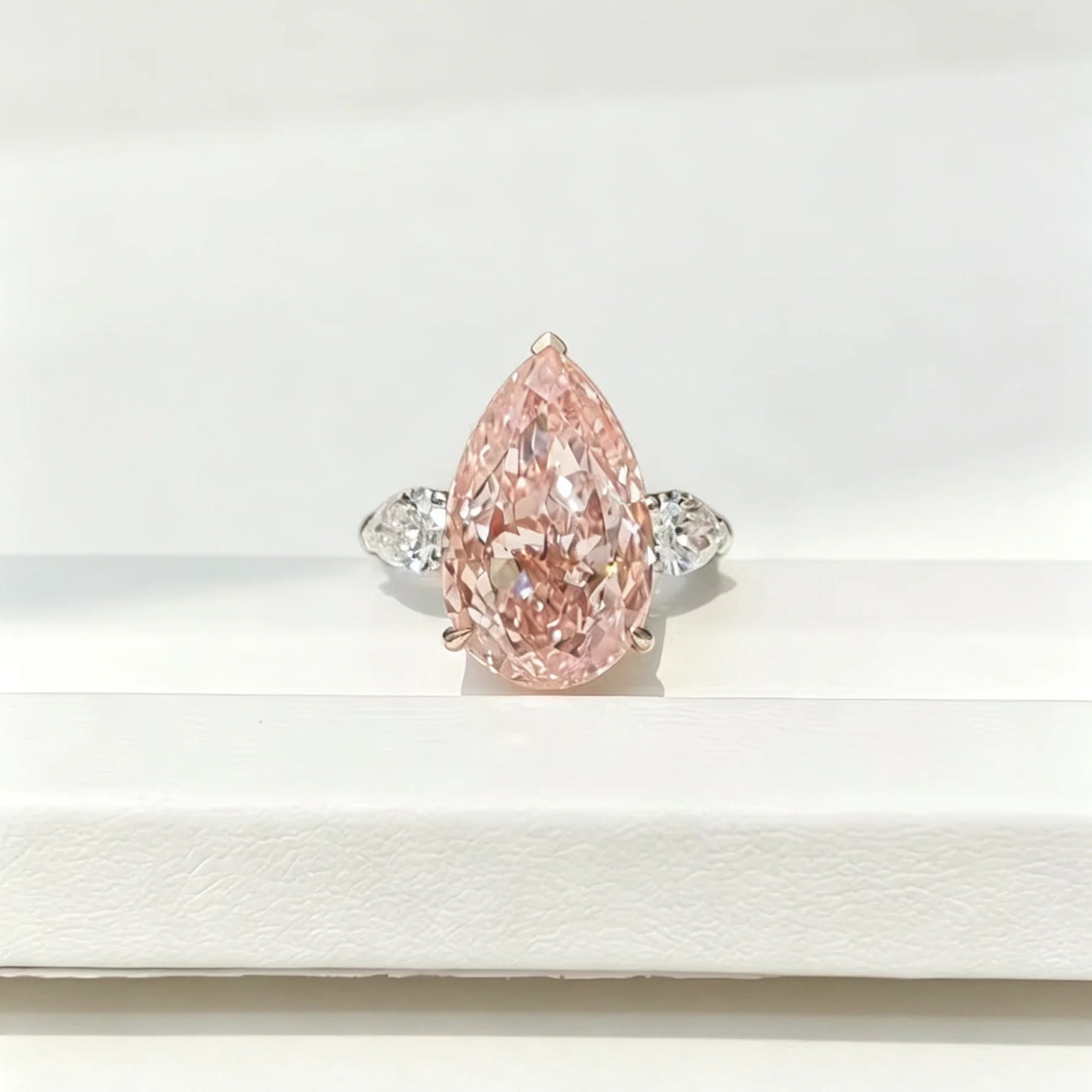 FLORAL IGI 10.5ct Pear Cut Pink VS1 Lab Grown Diamond CVD 18k Certified Pure Gold Engagement Ring Three Stone Laboratory Diamond