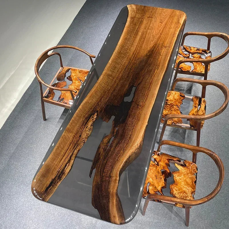 Teglex Epoxy Crystal Coffee Table | Live-Edge Solid Walnut & Rosewood