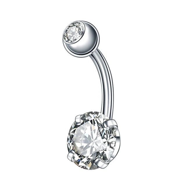 Surgical Steel CZ Belly Button Ring – Navel Piercing 14G