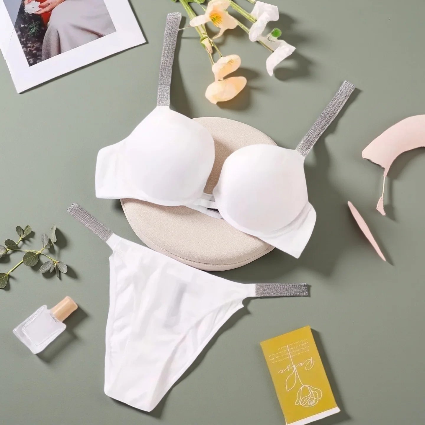 Women's Padded Push Up V-Neck Lingerie Set | Sporty Bra