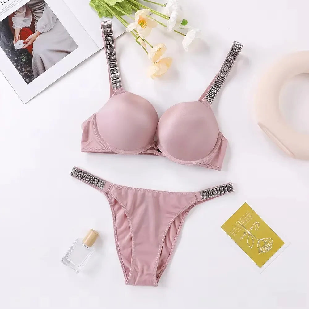 Women's Padded Push Up V-Neck Lingerie Set | Sporty Bra