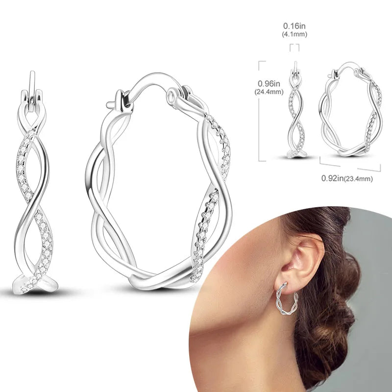 925 Silver Zirconia Hoop Earrings – Hypoallergenic