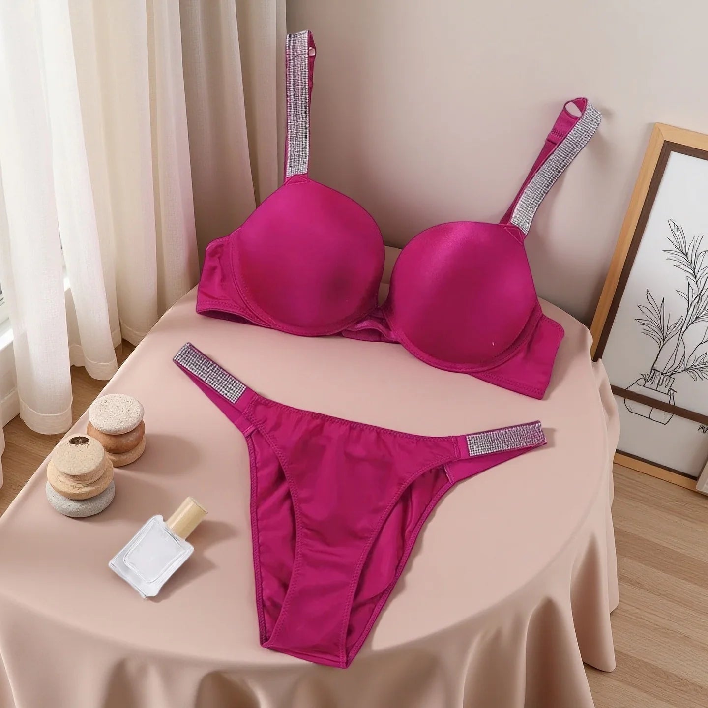 Women's Padded Push Up V-Neck Lingerie Set | Sporty Bra