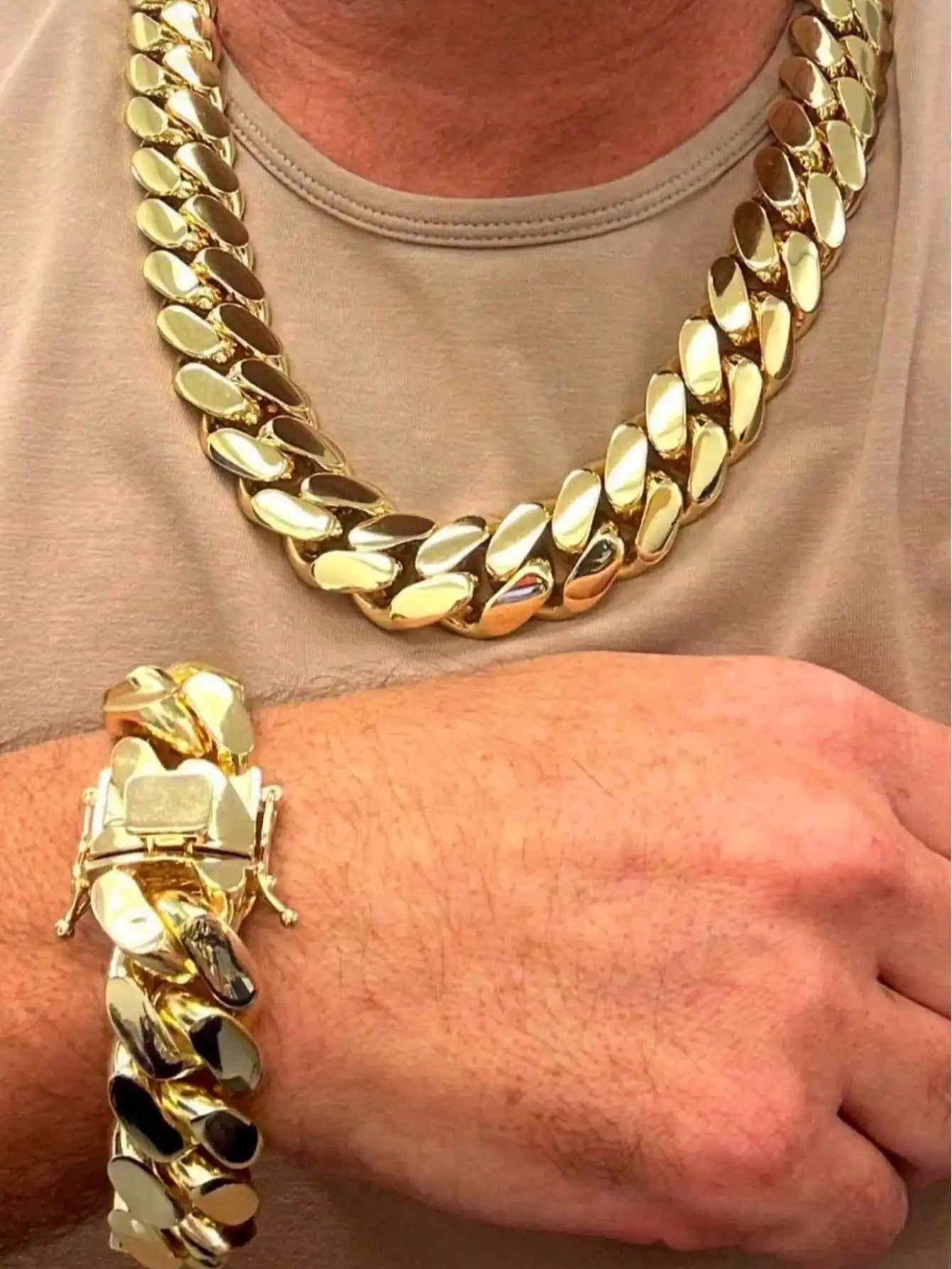 8-22mm Cuban Miami Link Chain 18K Gold Plated