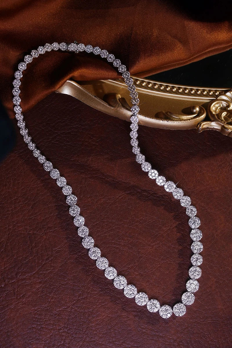 KUGG 100% 18K White Gold Necklace Luxury Elegant Style 16.50carat Real Natural Diamond Necklace for Women High Party Jewelry