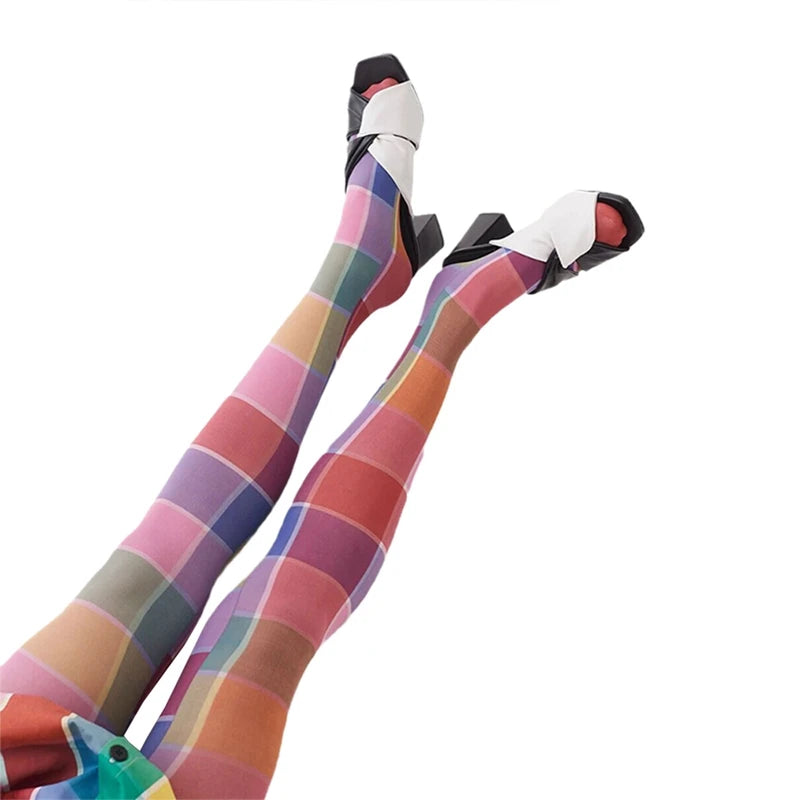 Tie Dye Patterned Pantyhose Hollow Mesh Tights Grunge