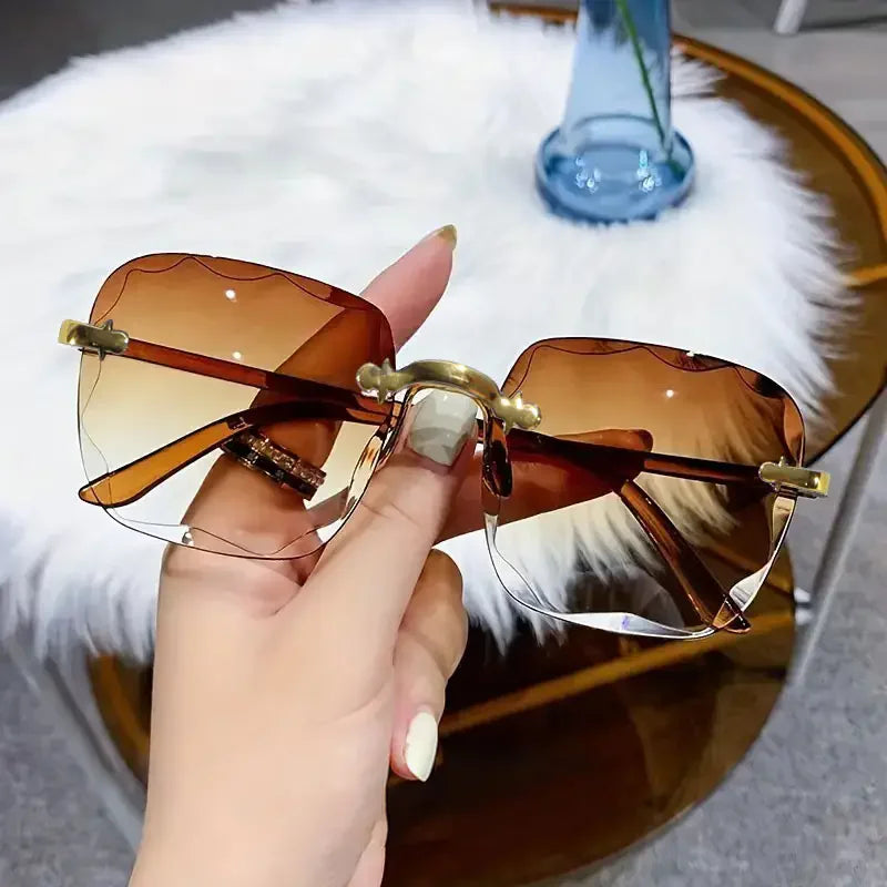 3PCS Square Rimless Sunglasses Set UV400 Women Men