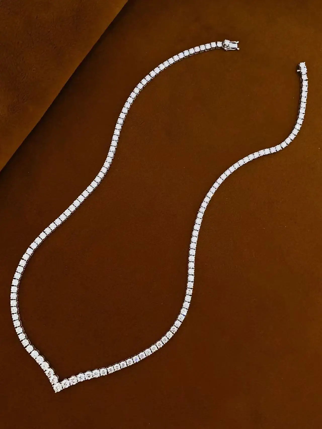 Round Cut Lab Grown Diamond Tennis Necklace, Unisex, 0.07-0.21CT Each, D VVS, 18K 14K Gold, Fine Jewelry Gift for Women Men