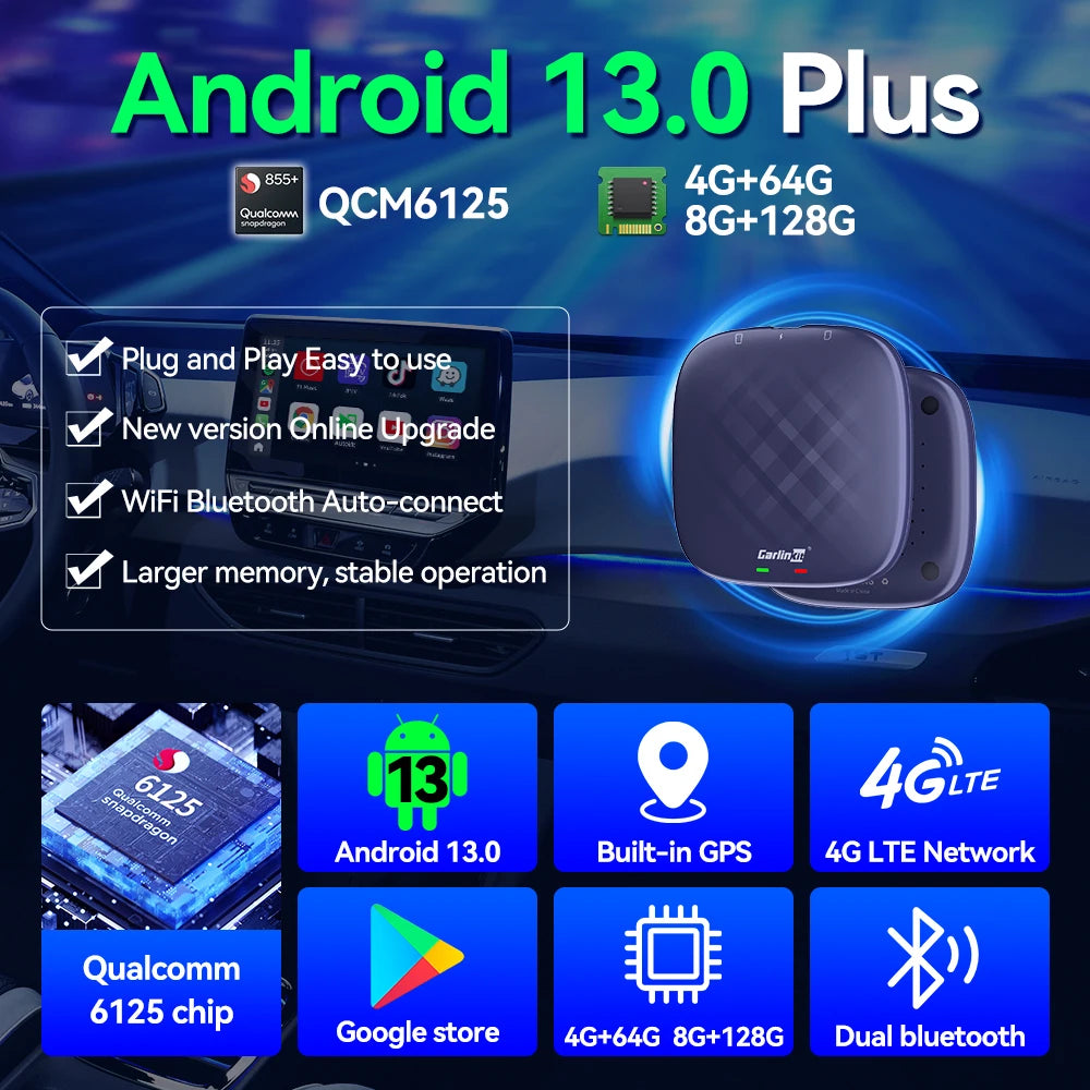 CarlinKit Wireless CarPlay Android Auto AI Box 64G 128G