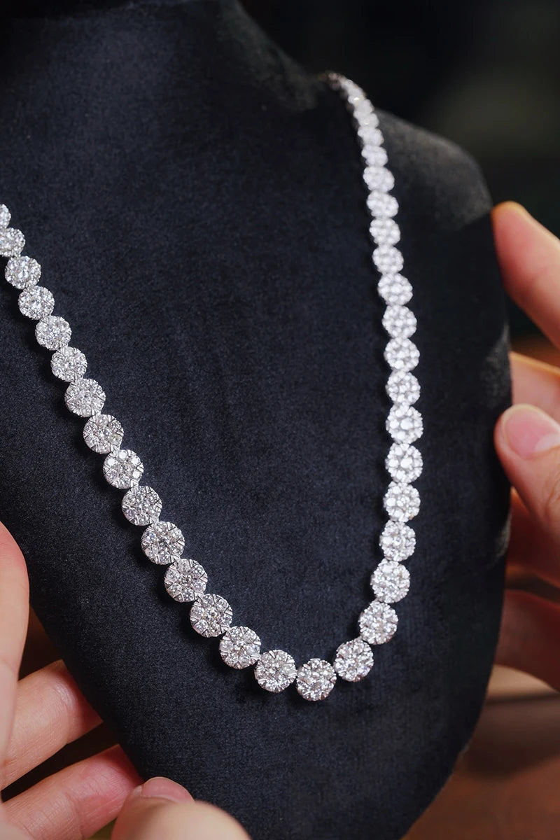 KUGG 100% 18K White Gold Necklace Luxury Elegant Style 16.50carat Real Natural Diamond Necklace for Women High Party Jewelry