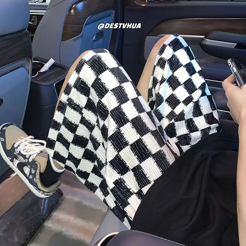 Men's Ice Silk Shorts – Chessboard Loose Casual Fit