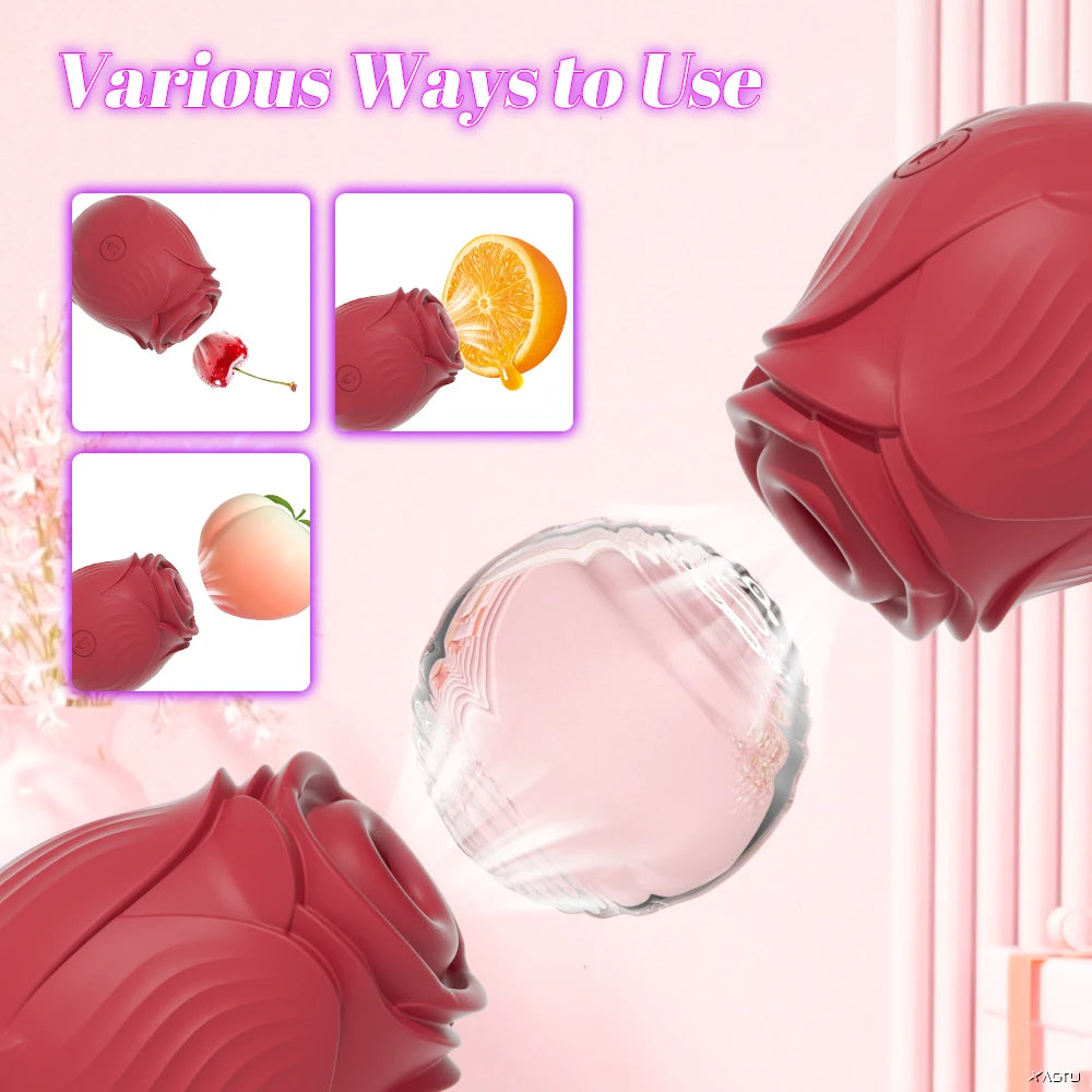 Red silicone mold with images showing how to use it on a pink floral background