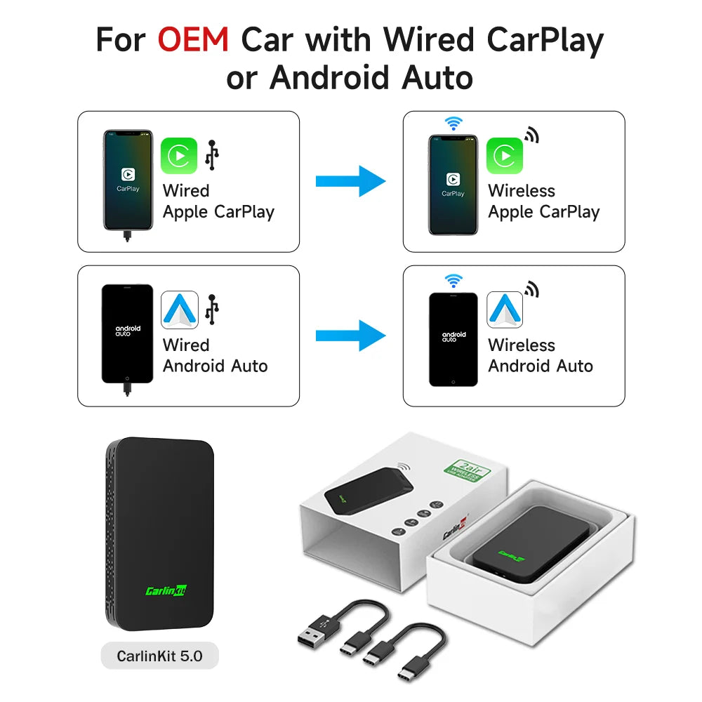 CarlinKit Wireless CarPlay Android Auto Adapter Spotify