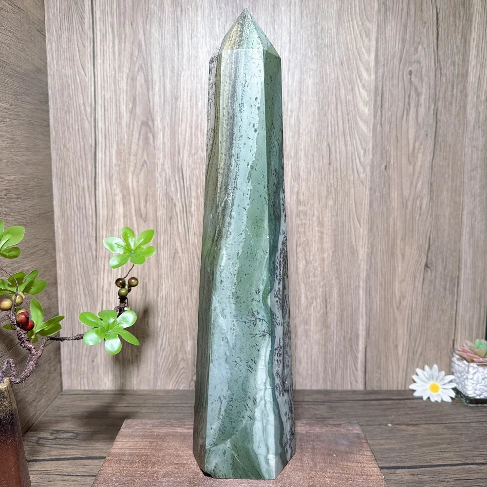 Natural Large Green Jade Stone Healing Crystal Reiki Energy Home
