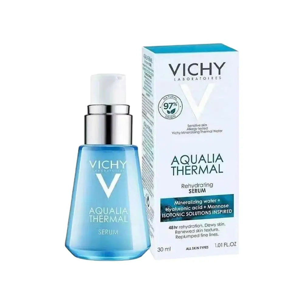 Vichy Aqualia Thermal serum bottle and packaging on a white background