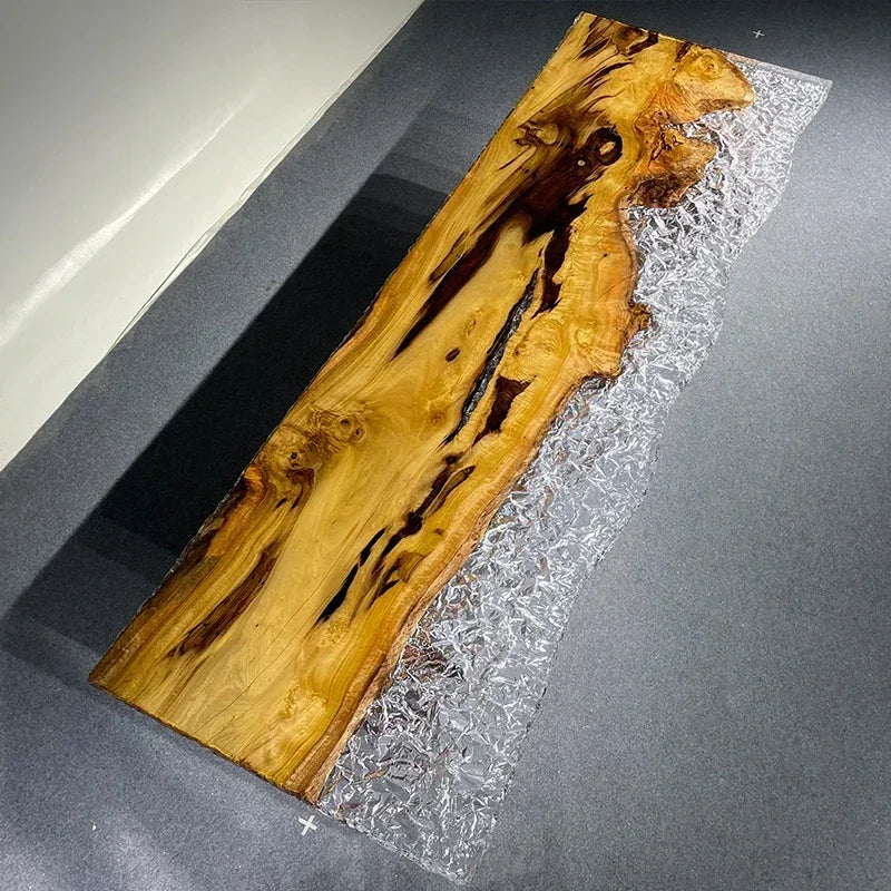 Teglex Epoxy Crystal Coffee Table | Live-Edge Solid Walnut & Rosewood