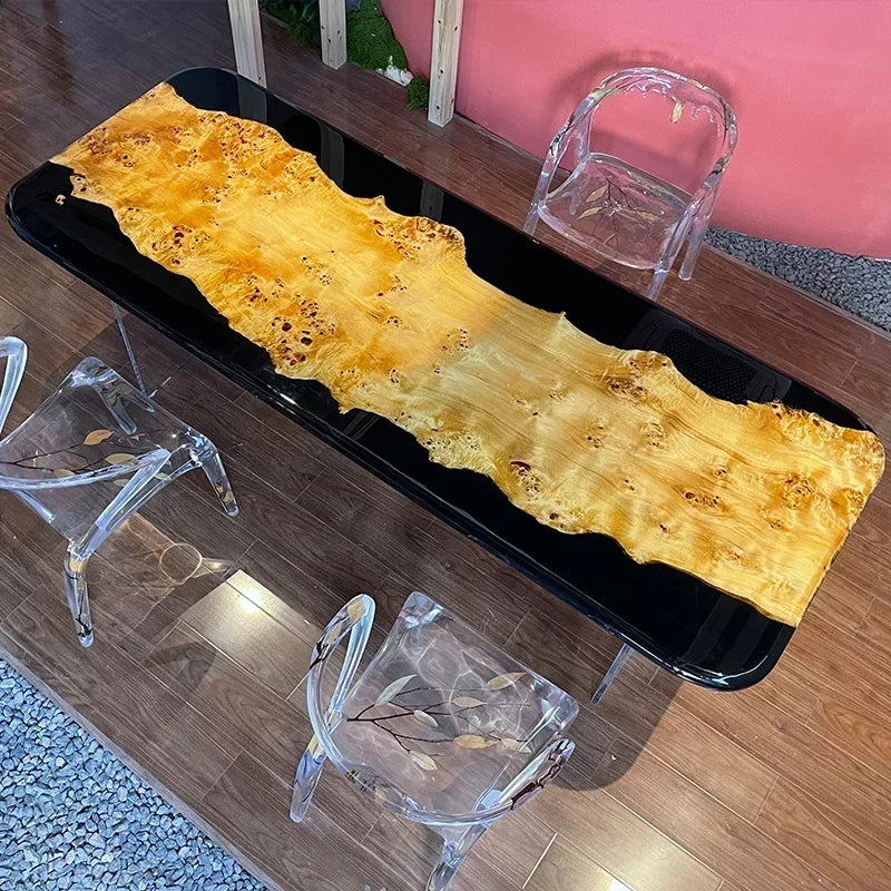 Teglex Epoxy Crystal Coffee Table | Live-Edge Solid Walnut & Rosewood