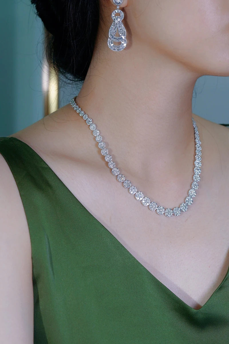 KUGG 100% 18K White Gold Necklace Luxury Elegant Style 16.50carat Real Natural Diamond Necklace for Women High Party Jewelry