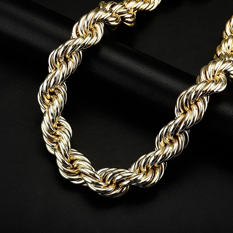 20/30/35MM Twist Rope Chain Necklace Hip Hop Men