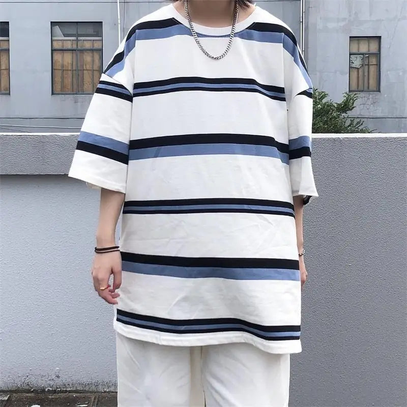 Men's Vintage Striped T-Shirt Mens Casual Summer Tee