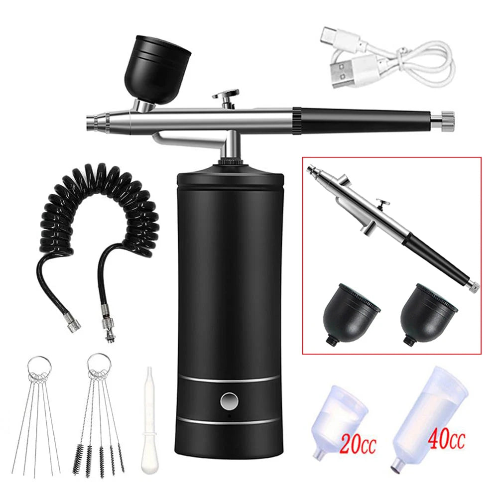 Mini Airbrush Nail Art Kit with Compressor – USB Charge