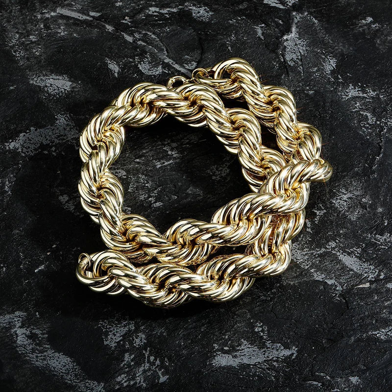 20/30/35MM Twist Rope Chain Necklace Hip Hop Men