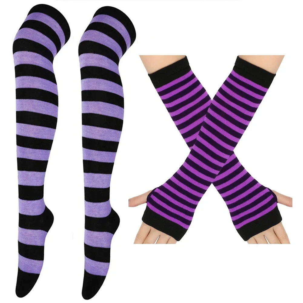 Multicolor Striped Thigh High Stockings for Women & Girls | Over The Knee Long Socks