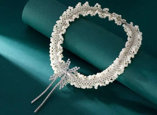 8.96ct Diamond Pearl Necklace 18K White Gold Women's
