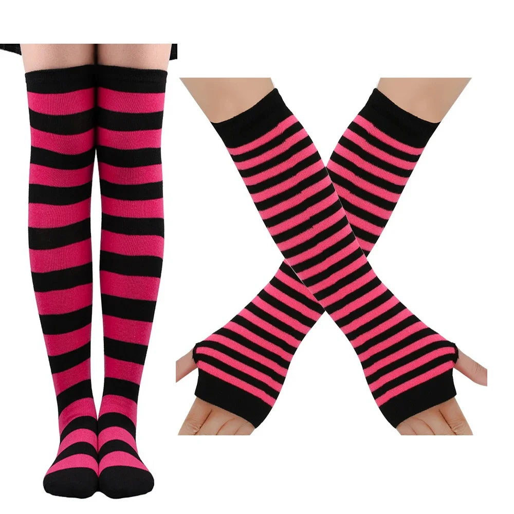 Multicolor Striped Thigh High Stockings for Women & Girls | Over The Knee Long Socks