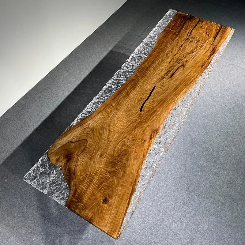 Teglex Epoxy Crystal Coffee Table | Live-Edge Solid Walnut & Rosewood